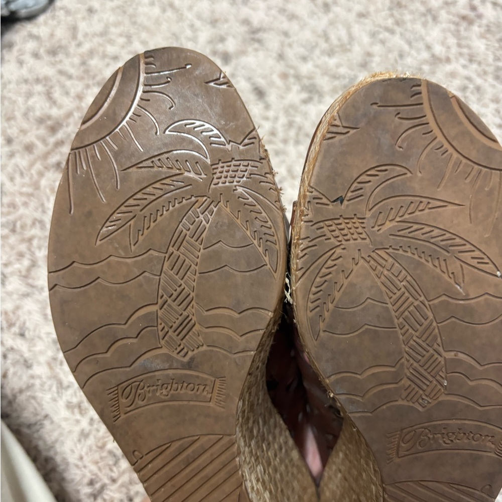 Brighton Daria Platform Espadrille Wedge Sandals Brown Leather Women’s 8 - Picture 4 of 8